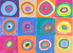 ashish & kandinsky - oil pastels on paper - 8x11