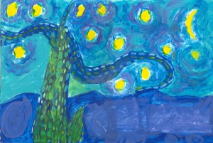 ashish & van gogh - acrylics on board - 8x11