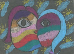 ashwini & picasso - oil pastels on paper - 8x11